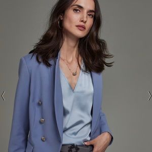 WHBM Studio Blazer in “Denim Blue”. Size 6. Worn once - great condition!